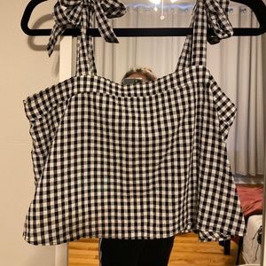 Madewell tie strap gingham crop top tank
